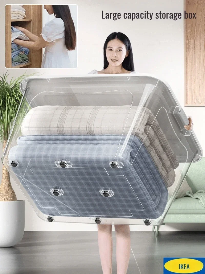 Household quilt storage box transparent acrylic large capacity bedroom organizing box Office Desktop Organizer Hoder 24*18*16cm 3