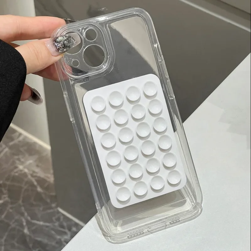 3D Suction Cup Airbag Transparent Phone Case - Soft Shockproof Cover