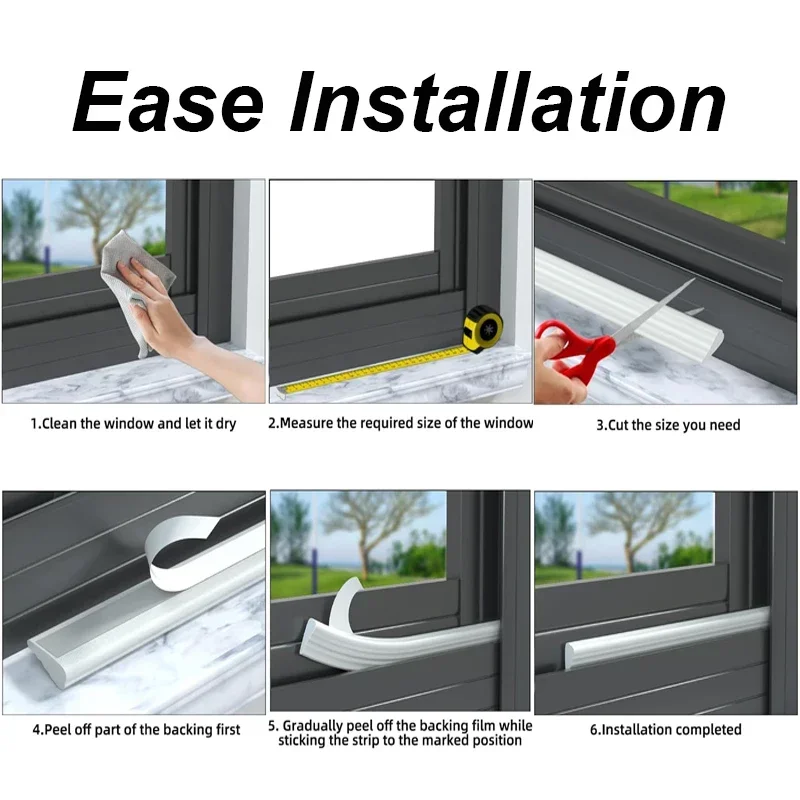 5M White Cladding Door and Window Seals wedge weather stripping seal strip Doors Gap Filler Noise Blocker Foam Tape Sealing