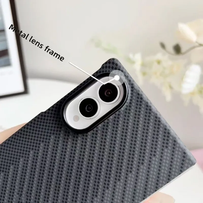 Ultra-Durable Magnetic Carbon Fiber Texture Case with Metal Lens Ring and Shockproof Design