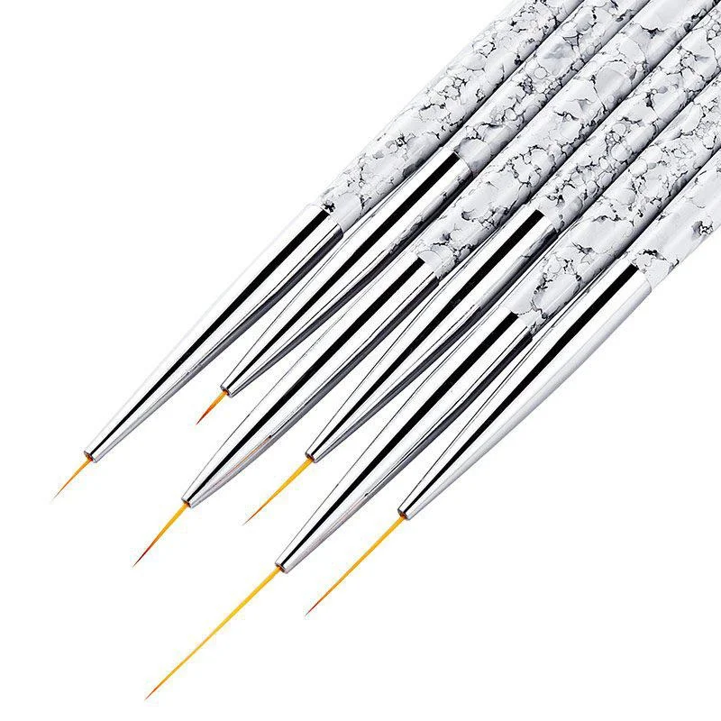Nail Art Liner Brush Set 6PCS White Marble Pattern French Stripe Line Painting Drawing Flower Pen nail art tools nail art pen nail art brush