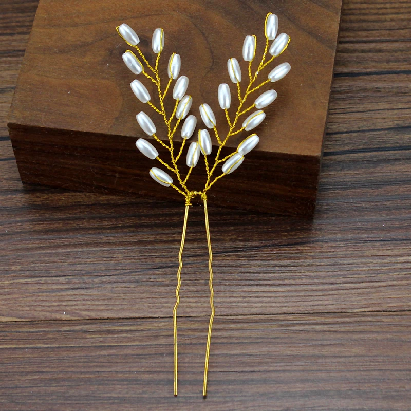 3PCS Handmade Bridal Hair Pin Sticks Pearls Women Wedding Vine Hairpins For Bridesmaid Accessories Jewelry