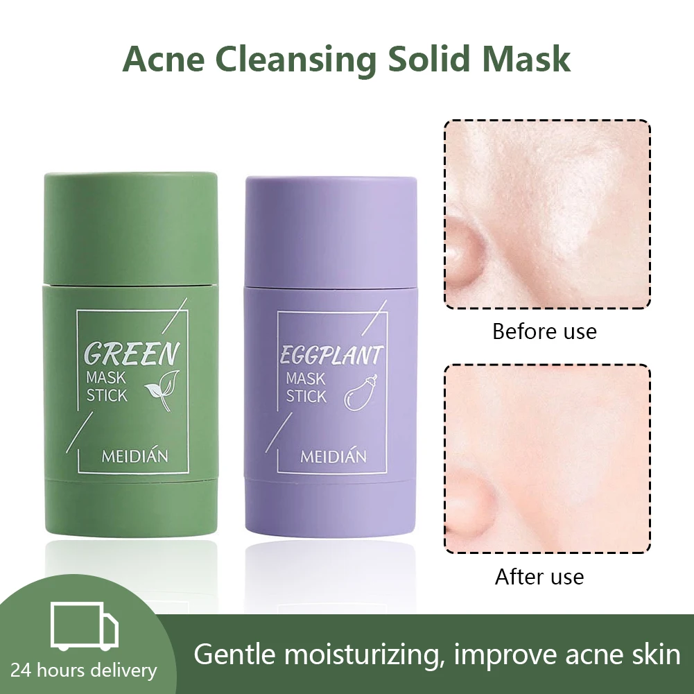 

Deep Cleansing Masks Green Tea Mask Stick Mud Facial Purifying Clay Acne Oil Control Anti-Acne Whitening Face Skin Care Mask