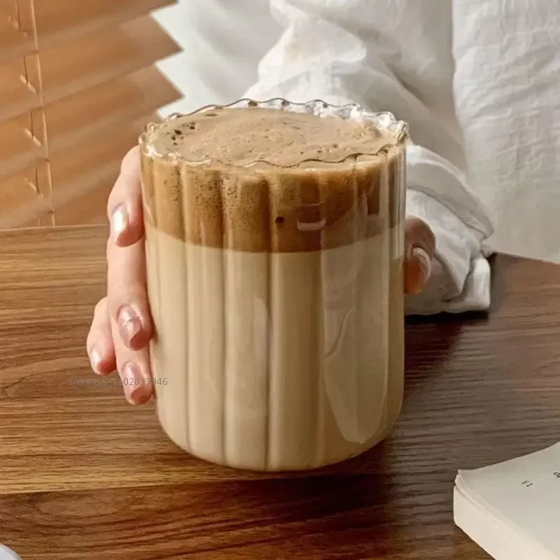 Description Picture 3 of itemJapanese Style Stripe Drinking Glasses Transparent Coffee Cup Wine glass Water Milk Glasses Drinkware Tea Shot Glass Yogurt Cup