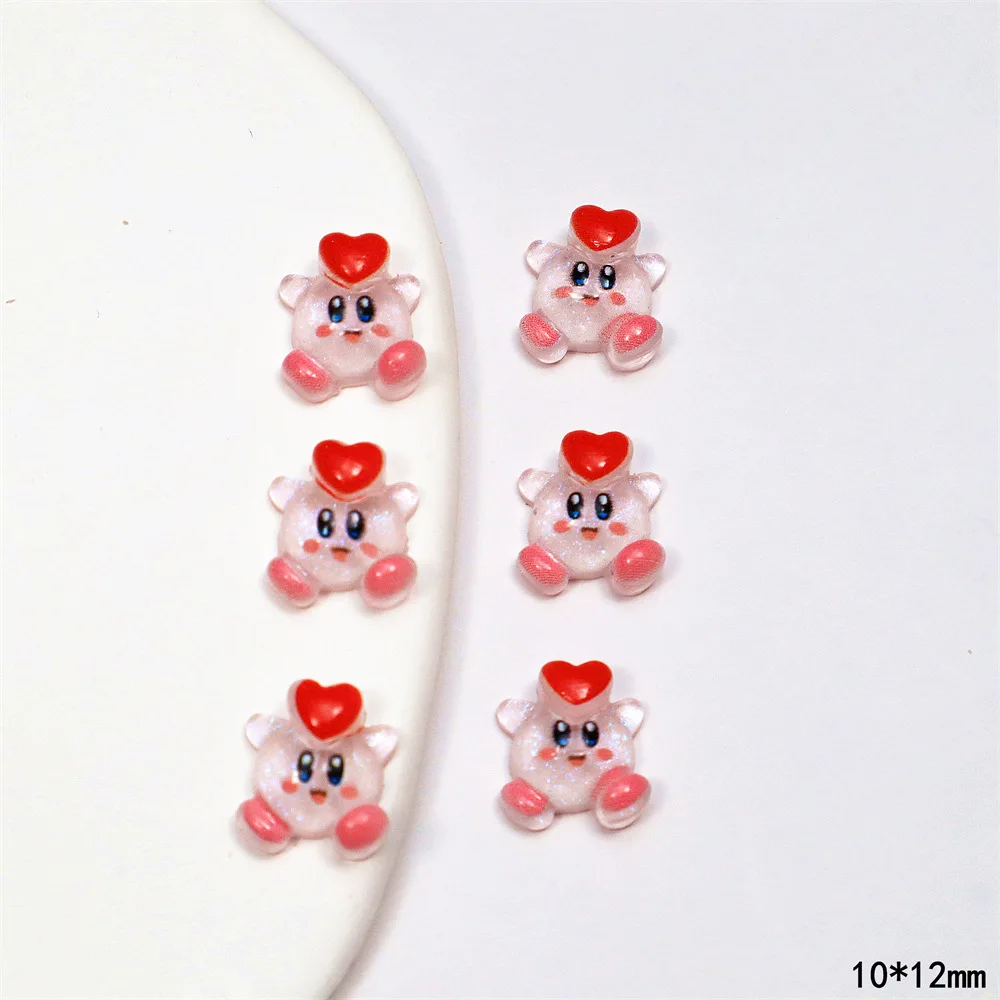 20pcs Kirbies Anime Resin Nails Jewelry Accessories DIY Nail Charms Nail Parts Art Manicure Decals Decorations Rhinestones Gift