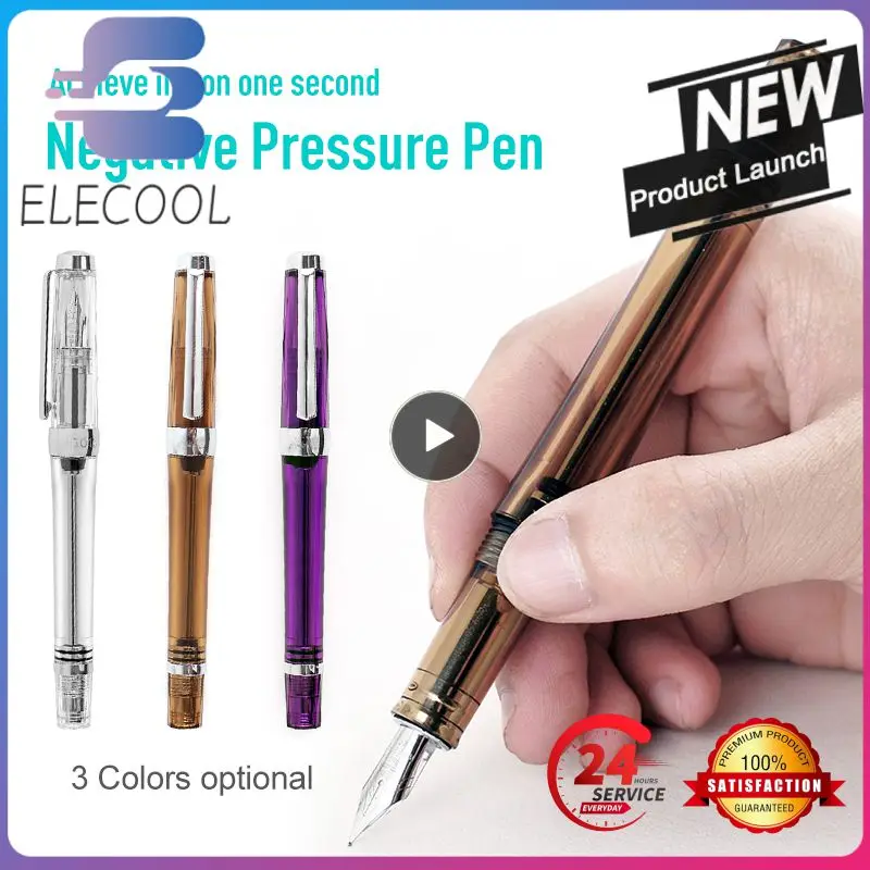 Fountain Pen Wing Sung 3013 Vacuum Negative Pressure Fountain Pen Resin Transparent Ink Pen EF/F Nib 0.38/0.5mm Fountain Business Gift