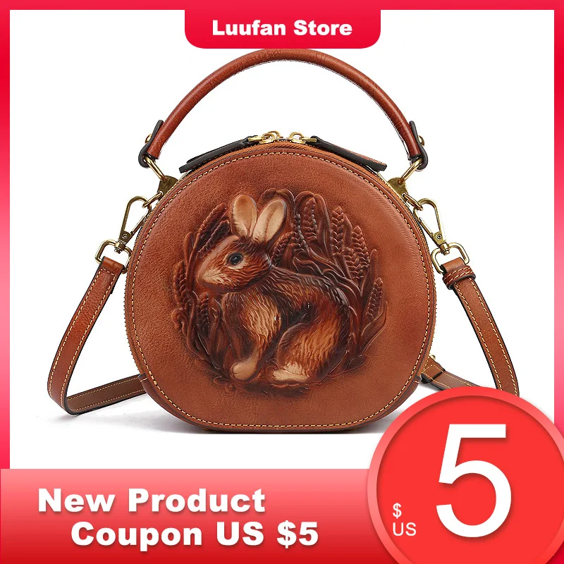

Genuine Leather Handbags For Women Rabbit Embossing Shoulder Messenger Bag Retro Female Bag Cowhide Women's Handbags Trend 2022