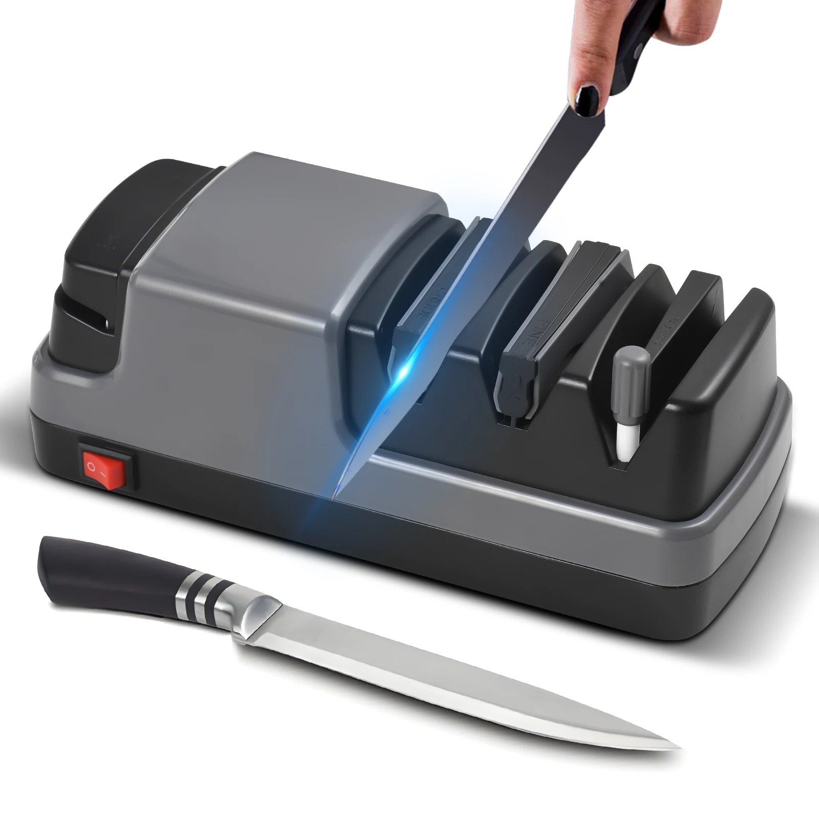 

4 in 1 Electric Knife Sharpener Adjustable Digital Display for Straight Blade Knives/Serrated Knives/Ceramic Knives/Scissors