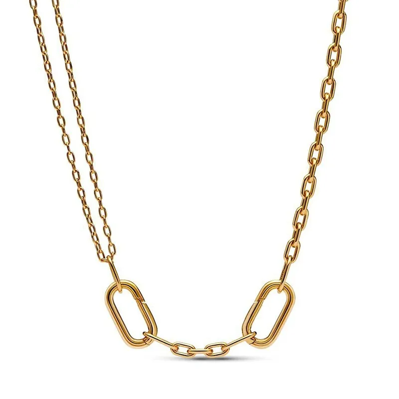 Women's Classic Necklace 925 Silver Original Logo ME Double Chain Eternal Symbol Collar Chain Necklace High Quality Gift