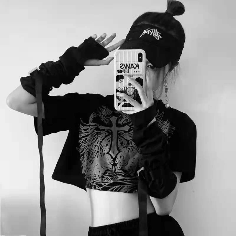 1 Pair Cool Black Punk Unisex Arm Warmer Fingerless Gloves