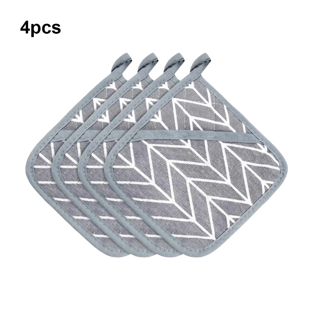 

4pcs Potholders Pad Stove Oven Set Mitts Heating Take Hot Pot Cooking Accessory Tools Insulation Cloth Washable