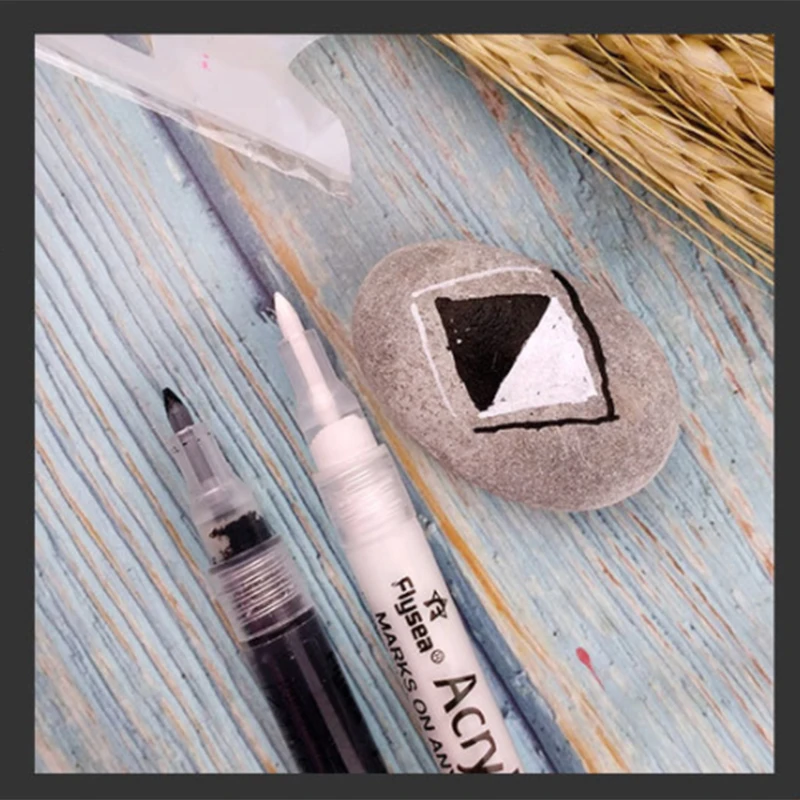1 Stück schwarz/weiß/gold/silber extra feine Spitze Acryl-Markierungsstifte für Keramik, Holz, Metall, Papier, Zeichnung undurchsichtige Tinte – Detail 3