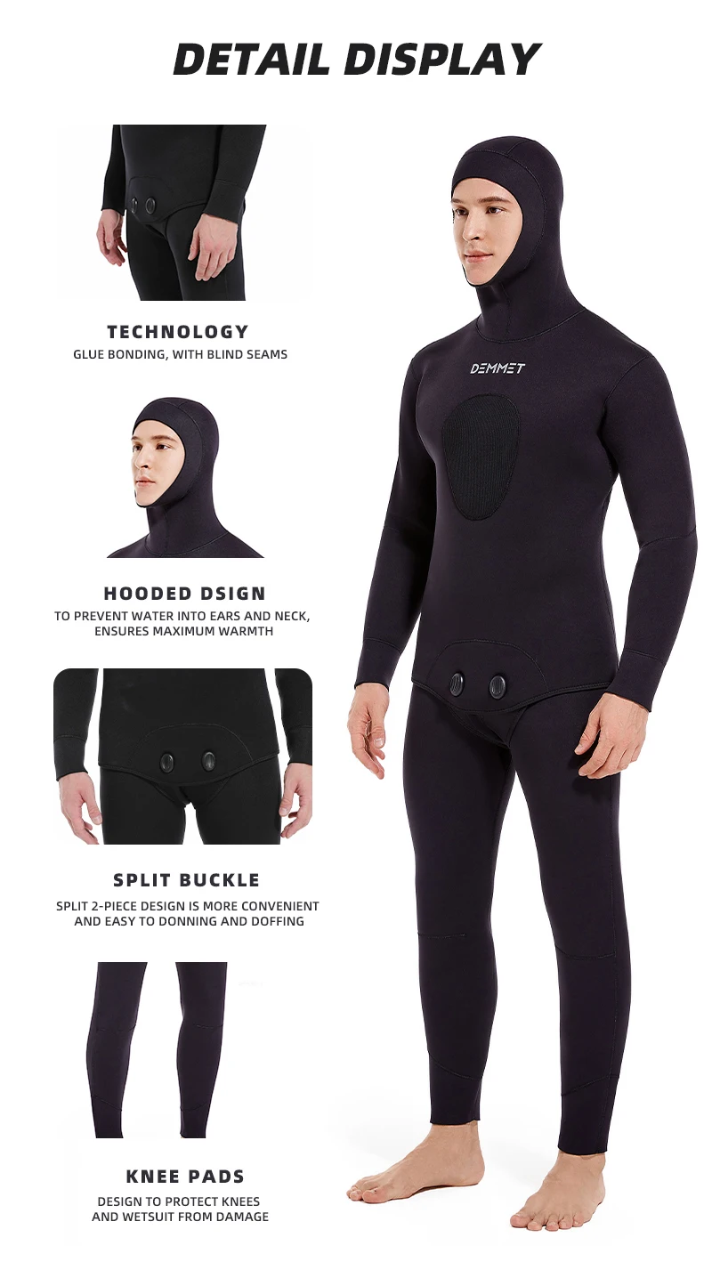 NEW 7MM SCR Neoprene Wetsuit Men Tops Pants Diving Suit Equipment Underwater Fishing Spearfishing Kitesurf Swimwear Wetsuit 4