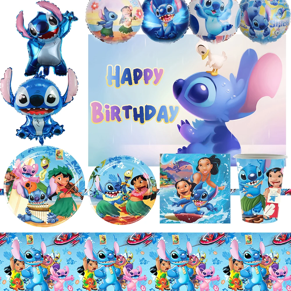 

Lilo & Stitch：The Series Theme Birthday Party Decoration Supplies Disposable Cutlery Balloon Background Baby Shower Boy Kid Gift