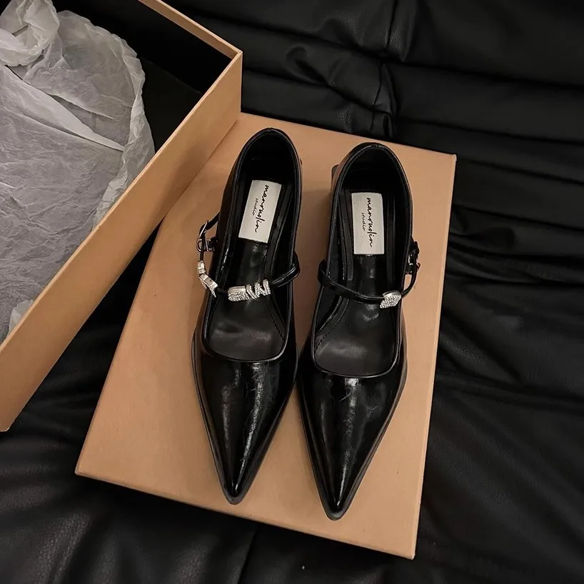 Trendy Pointed Toe Low Heel Mary Jane Shoes Women Casual Shoes New 2024 Summer Soft Sole Ballet Ballerina Shoes Woman Pumps 6