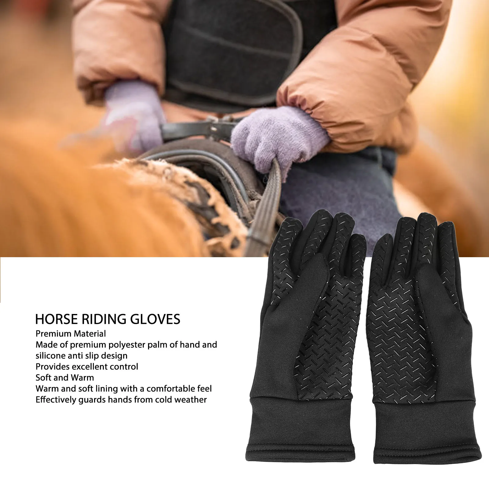 Horse Riding Gloves Soft Warm Prevent Slip Professional Winter Equestrian Gloves for Cycling Hiking Warm Horse Riding Gloves 5