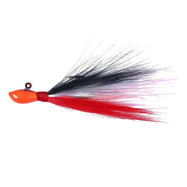 7g 10g 14g 21g 28g 42g 56g 85g Bucktail Lead Jig Hooks Deer Hair Feathers Beard Lead Fish Head Jigging Bass Carp Ice Fishing 3