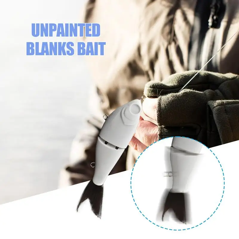 12CM Unpainted Glider Swimbait Blank Artificial Slow Sinking Swim Bait DIY Pike Fishing Lures Rattles Glide Bait Fishing tools