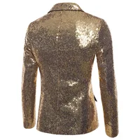 Shiny Gold Sequin Glitter Embellished Blazer Jacket Men, Nightclub Prom Suit Blazer,Male Costume Homme Stage Clothes For singers 2