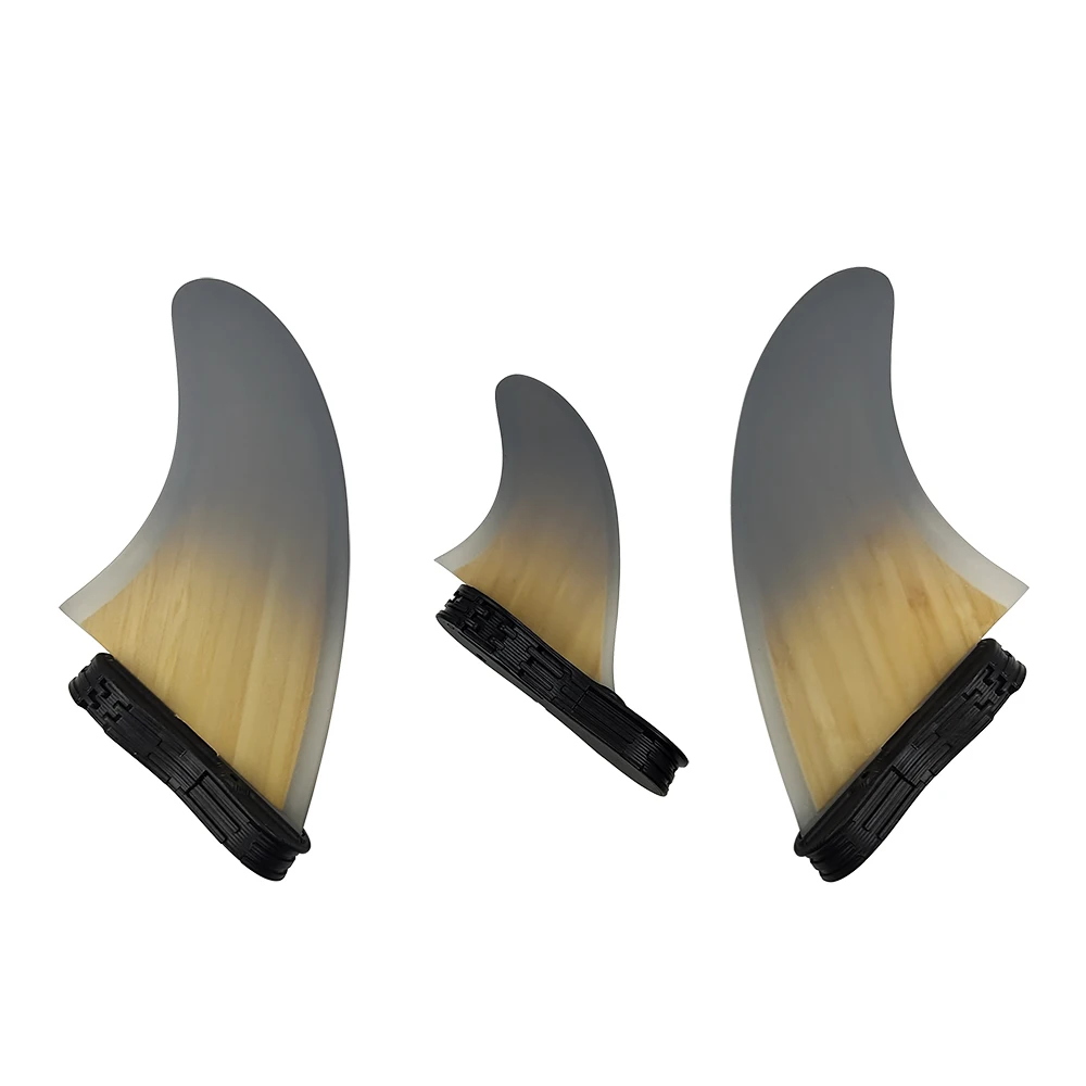 Bamboo MR UPSURF FCS Ⅱ Surfboard Fins 3pcs/set Gray Quilhas Gradient Short Board Fibreglass Fins Thruster Funbaord For Surfing upsurf fcs 2 medium short board fins honeycomb tri quilhas setup thruster for fish 3pcs set fibreglass surfboard fins funboard