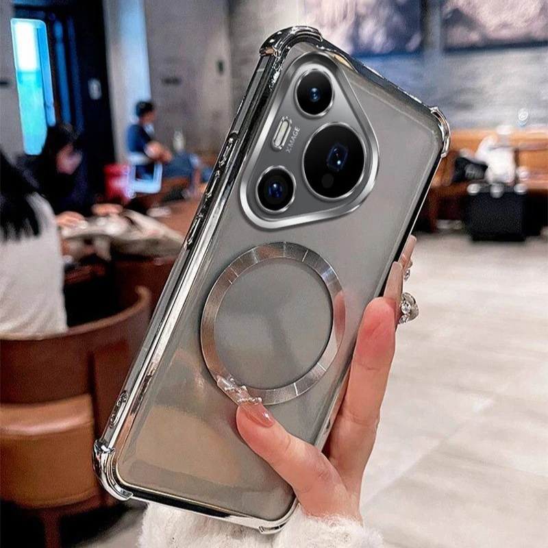 Luxury Plating Edge Transparent Phone Case - Shockproof Magnetic Protector Cover