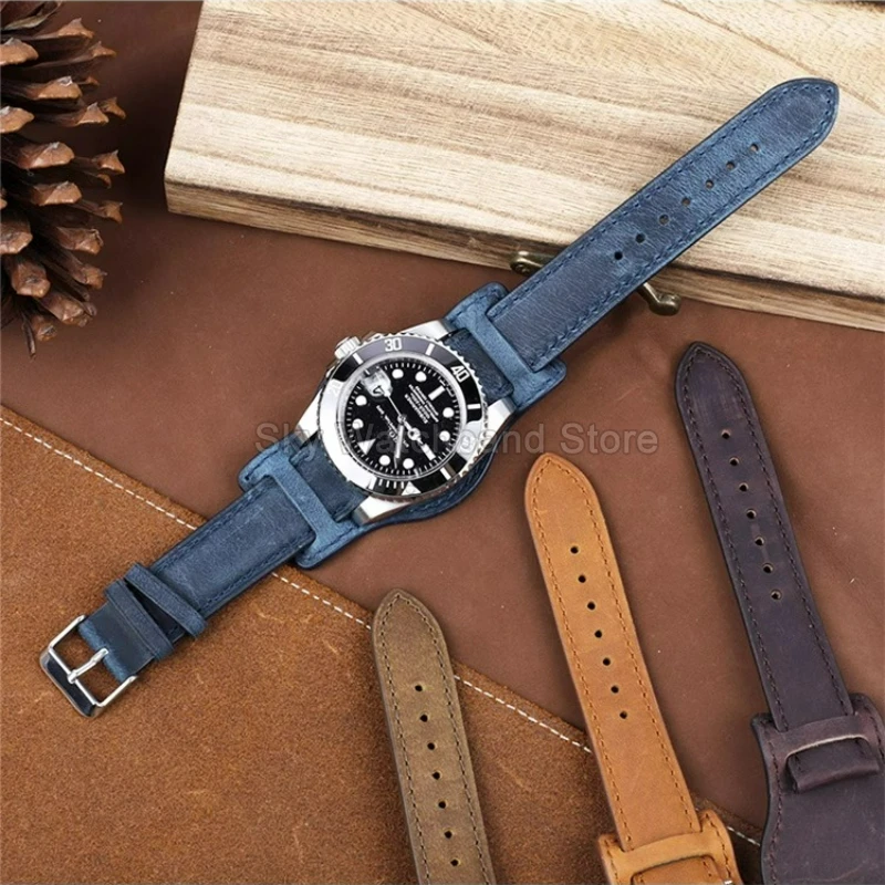 Premium Crazy Horse Leather Watch Strap with Tray - Available in 18mm, 20mm, 22mm