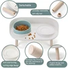 Cat Double Bowl Safety with Wood Stand and Silicone Mat Kitten Puppy Food Water Feeding Elevated Dish Dog Supplies Spill-Proof 4