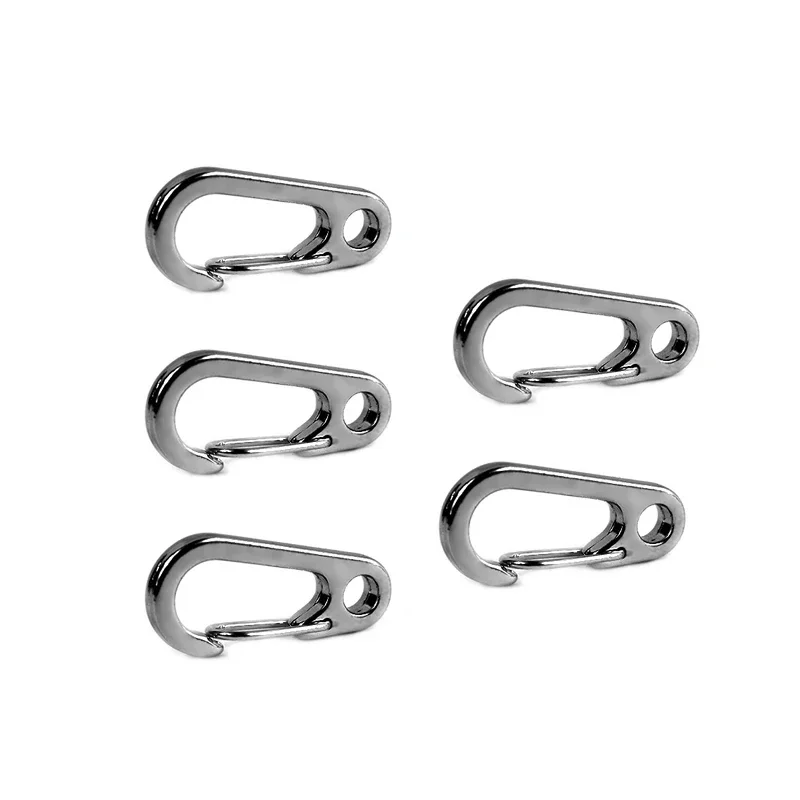 

1pcs Small mini tiny Super strong 3.2cm solid stainless steel spring snap hook quick release carabiner paracord clasp FOB EDC