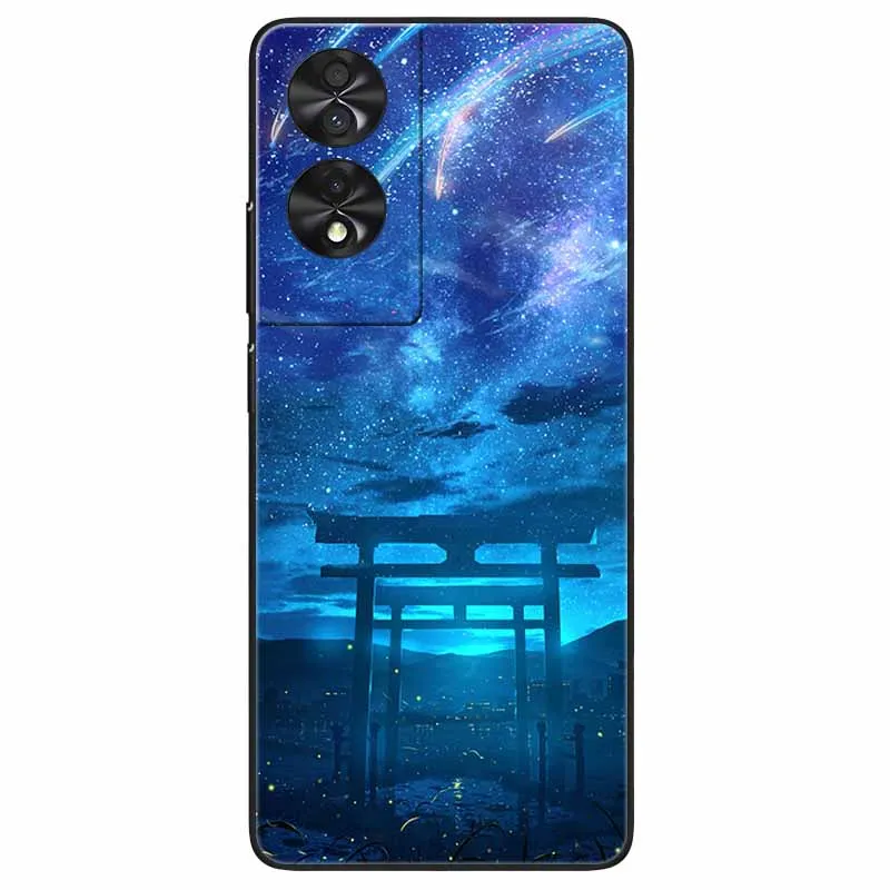 Black TPU Shockproof Phone Cover with Wolf and Lion Design - Soft Silicone Bumper Case