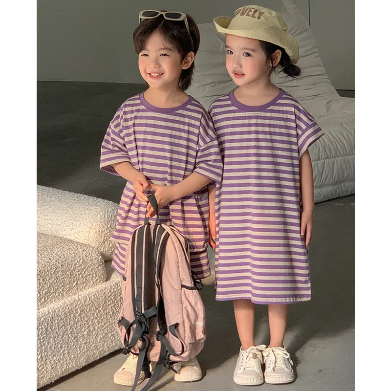 Mom Son Matching Clothes Mother Daughter Dress Korean Boys Kids Sets Outfits Women Baby Girls Dresses Brother Sister Clothing