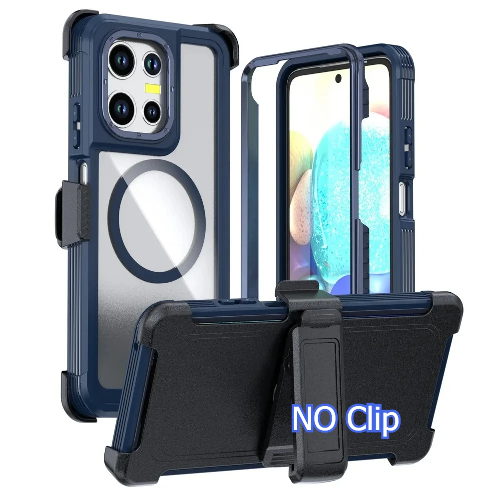 Heavy Duty 3-in-1 Magnetic Case with Anti-Shock Kickstand and Belt Clip Cover