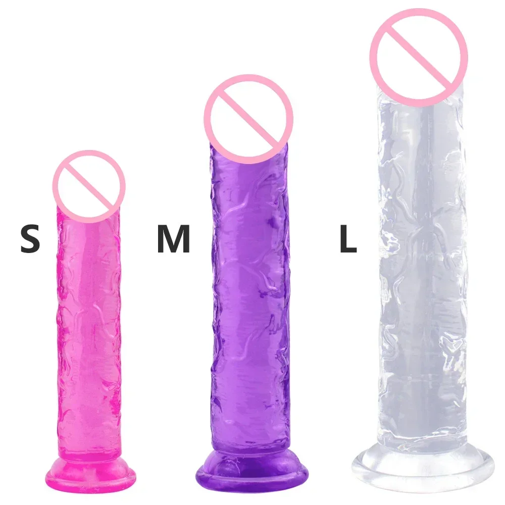 Men Fake Dick Toy Penis Plastic Dildo with Suction Cup Medium Size Small Jelly Dildos Sex Toys for Woman