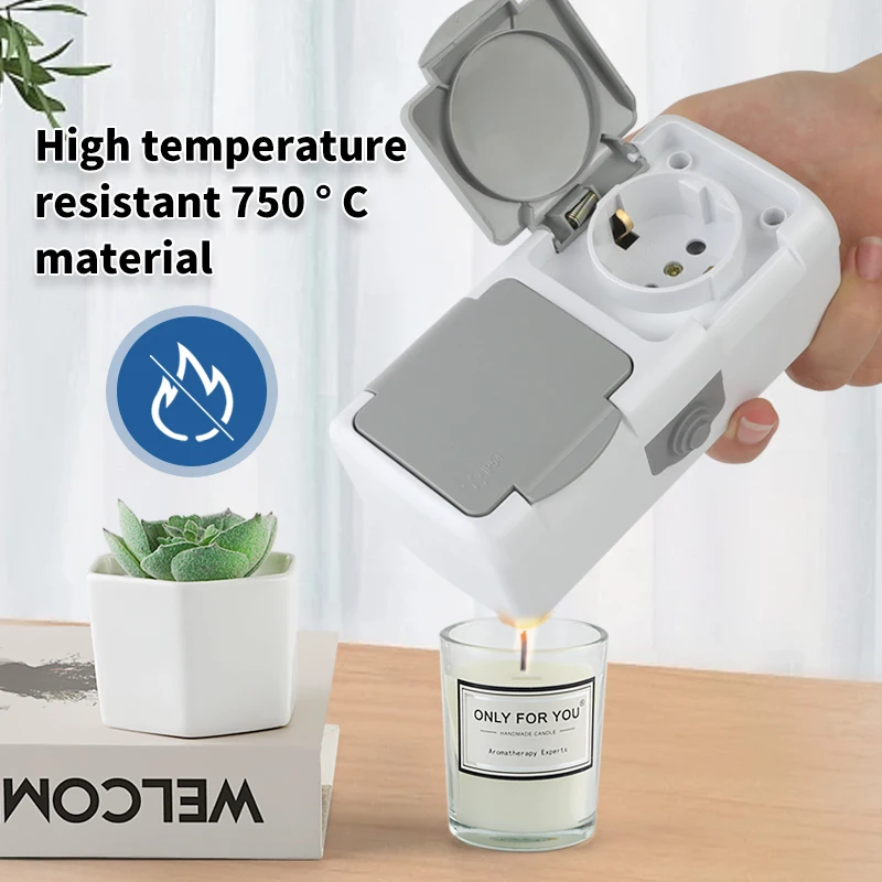 Waterproof European Schuko Socket - Surface Type, IP54 Rated