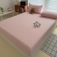 Drap-housse délavé de couleur unie avec bandes élastiques, housse de matelas réglable antidérapante pour lit simple, Double, King, Queen 2