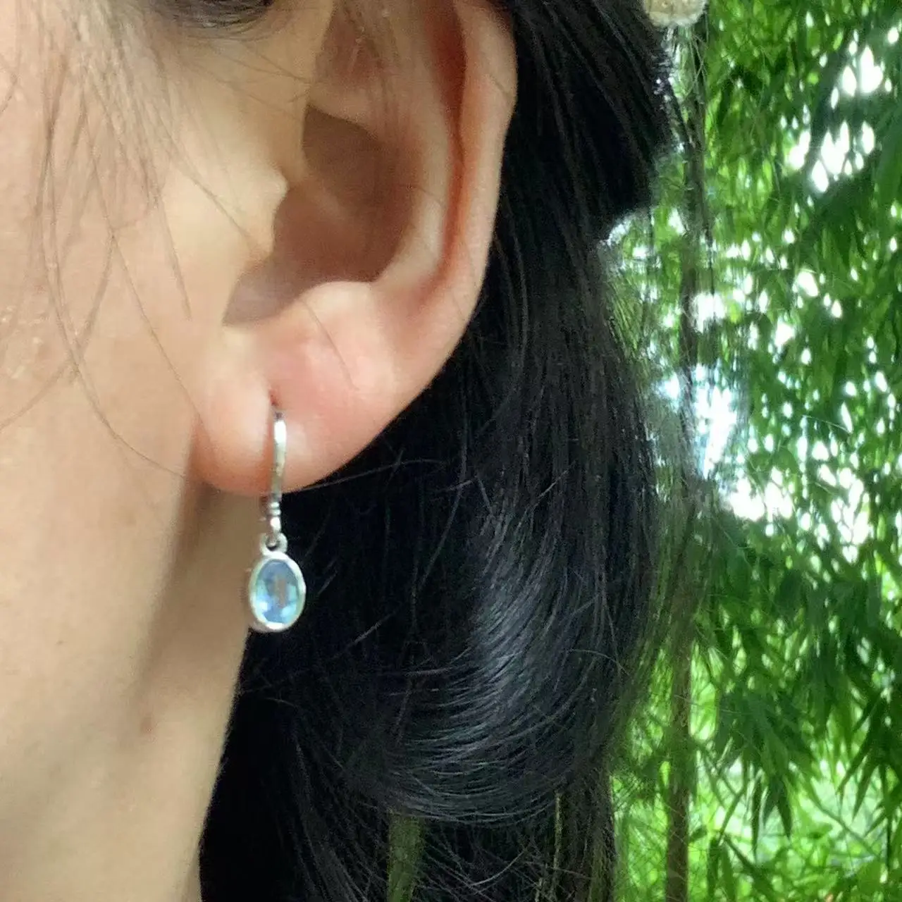 Natural Aquamarine Stud Earrings For Women Stainless Steel Vintage Femme Gift Prevent Allergy Fine Jewelry