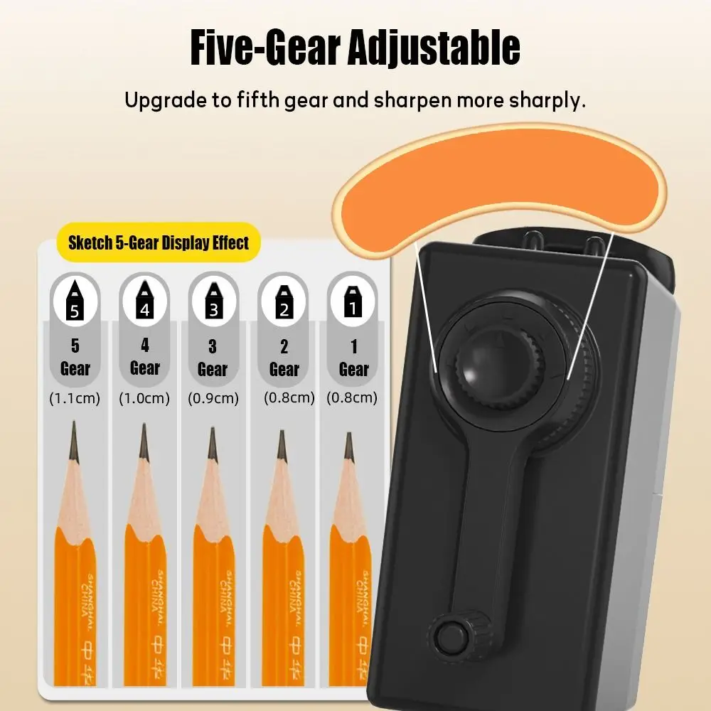 대구경 연필 깎이 다공성 핸드 크랭크 스케치 샤프너 5단 조절식 연필 자동 전진
