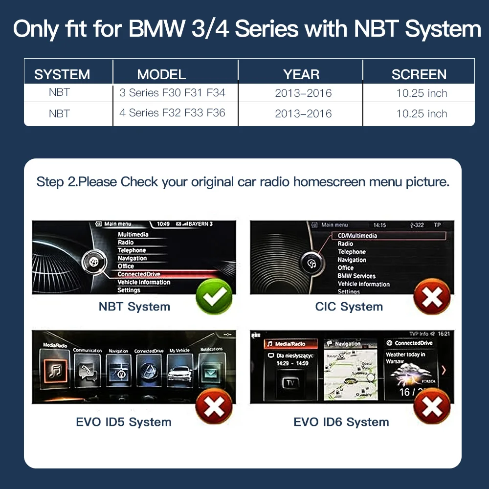 Wireless Carplay Android Auto Car monitor Multimediale per BMW1 2 3 4 5 Serie F10/F11/F20/F21/F30/F31/F32/F33/F34/F36 NBT Sistema - Image 2