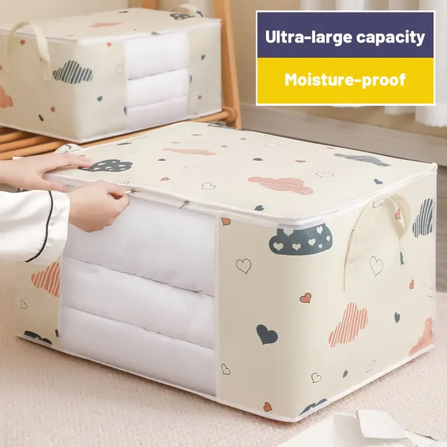 Bolsa de almacenamiento de ropa de gran capacidad, organizador con asa reforzada, adecuado para mantas, ropa de cama, plegable con cremallera resistente - Imagen 3