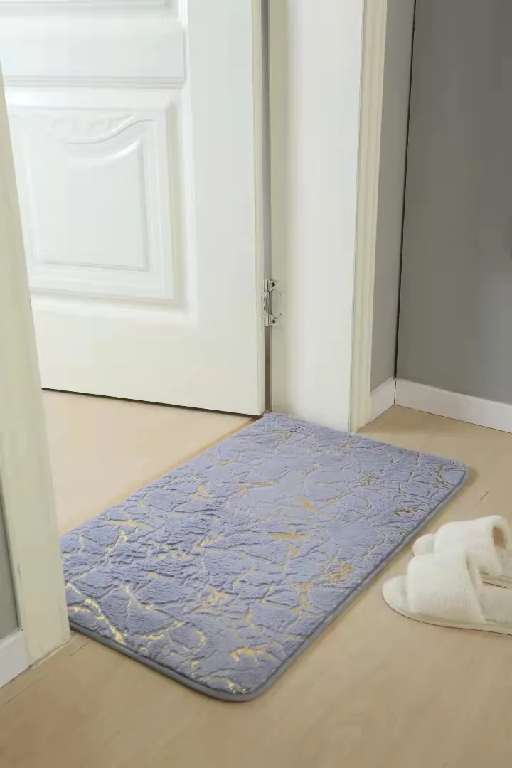 Faux rabbit bath mat, 16x24 inches, non-slip, washable rug with soft white fur.