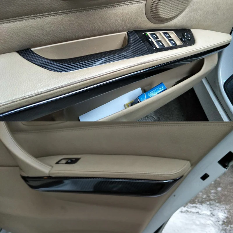 kompatibel mit BMW E90 E92 E93 3er True Carbon Fiber Interieur Türgriff  Abdeckung Trim Bowl Decals und Autoaufkleber Zubehör