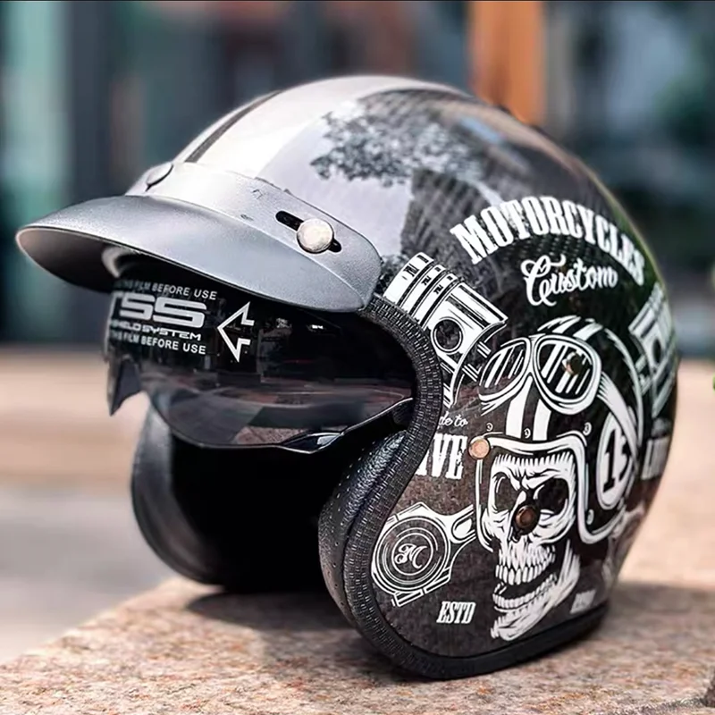 Casque Moto Femme Retro Motorcycle 3/4 Half Helmet, DOT Approved