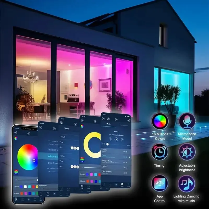 WIFI RGB LED Strip Light 5050 Bluetooth APP Control Led Flexible Diode Decoration For Festival Party TV Desk Bedroom led strip
