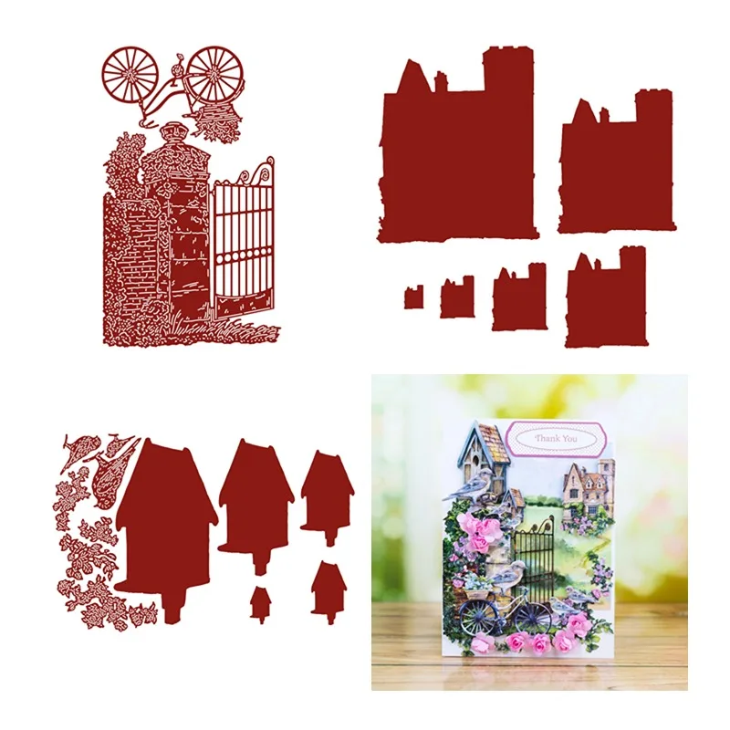 Roosting Rosa Old Vicarage On Your Bike House Bird Flower Metal Cutting Dies Timbri Scrapbook Diary Decoration Goffratura Templat