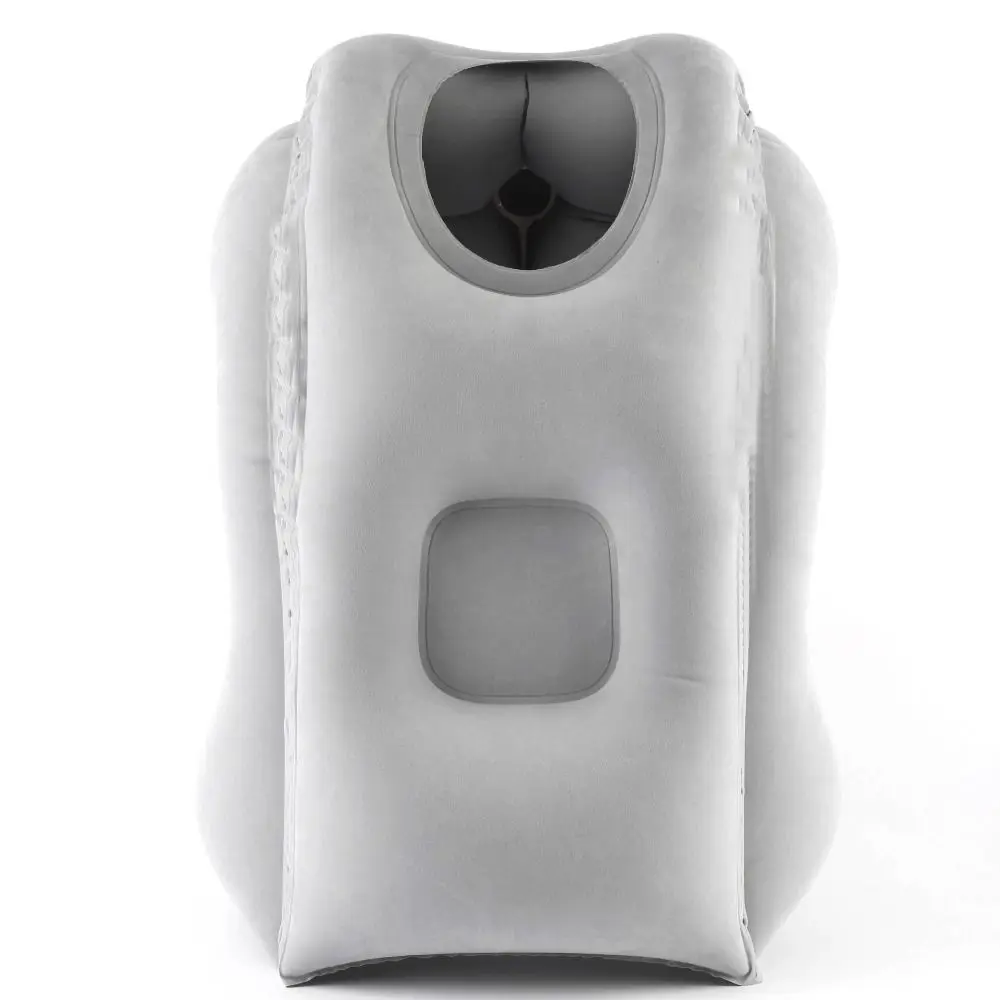 PVC Material Office Nap Pillow Air Cushion Head Support Inflatable Travel Pillow Foldable Grey Chin Support Pillow Men Women