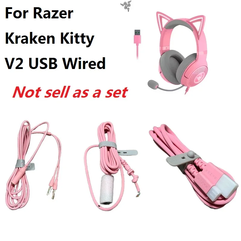 Razer Kraken kitty V2 wired headphones USB to 5 cores connect cable 2 to 1 charger cord
