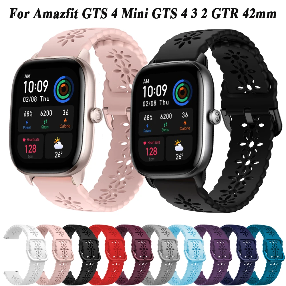 

Ремешок для часов 20 мм, сменный силиконовый кружевной браслет для Amazfit GTS4 GTS 4 2 Mini 3 2e GTR 42 мм Amazfit Bip 3 Pro