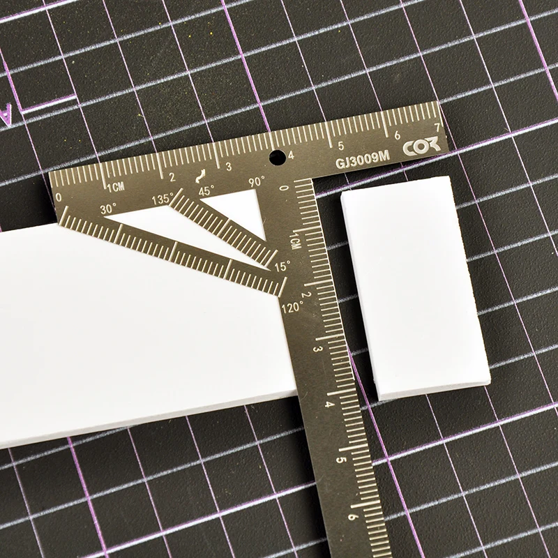 Cormake GJ-3009 보조 눈금자 T자형 눈금자 ABS 고무 플레이트 절단 도구, 모델 세부 각인 라인 도구, 취미 DIY