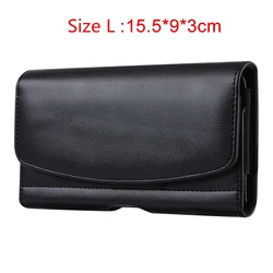 Leather Belt Holster Phone Case - Stylish Waist Bag (L)