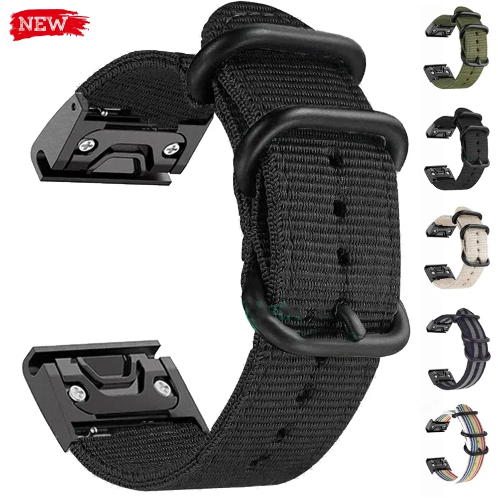 Garmin Fenix ??7 6X 6S 6 Pro 5X 5 5S 3HR 스포츠 시계 밴드 용 캔버스 나일론 스트랩 Garmin 밴드 22..