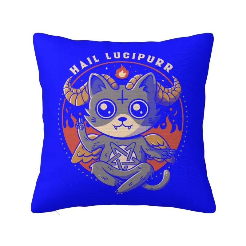 

Hail Baphomet Cat Pillow Case 40x40cm Decorative Horror Evil Satan Demon Nordic Cushion Cover Velvet Pillowcase